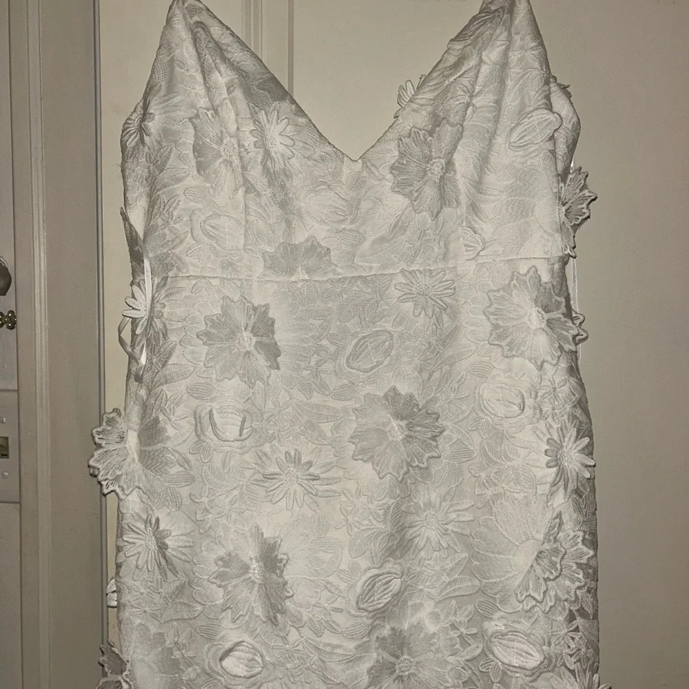 Lulus White Floral Appliqué Spaghetti Strap Dress - Picture 4 of 4